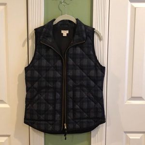 Jcrew navy and charcoal plaid vest